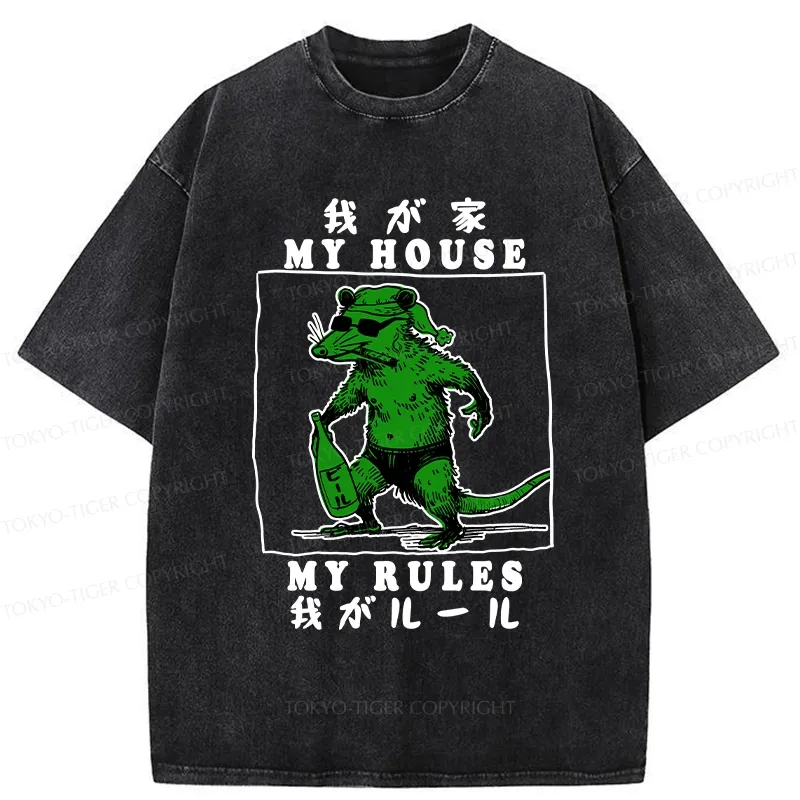Tokyo-Tiger My House My Rules Washed T-Shirt