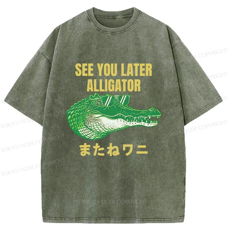 Tokyo-Tiger See you soon Crocodile Washed T-Shirt