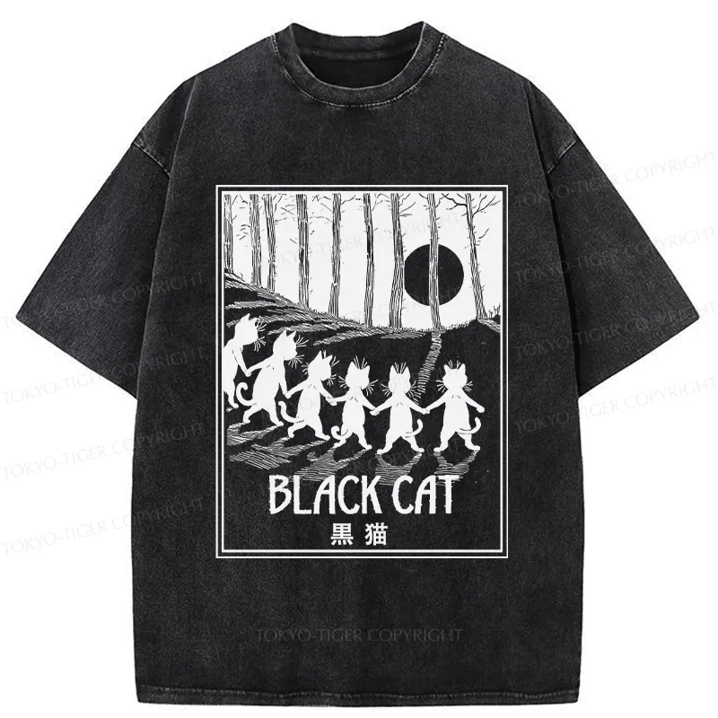 Tokyo-Tiger Six Black Cats Washed T-Shirt