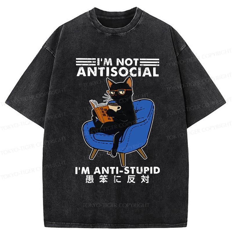 Tokyo-Tiger I'm Not Antisocial Washed T-Shirt