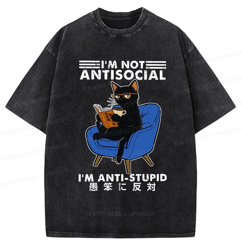 Tokyo-Tiger I'm Not Antisocial Washed T-Shirt