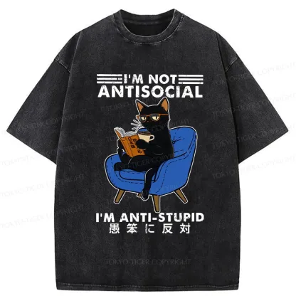 Tokyo-Tiger I'm Not Antisocial Washed T-Shirt