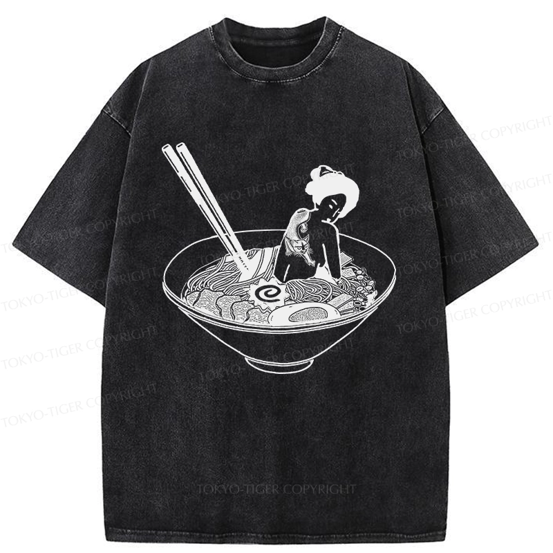 Tokyo-Tiger Geisha Tattoo Ramen Washed T-Shirt
