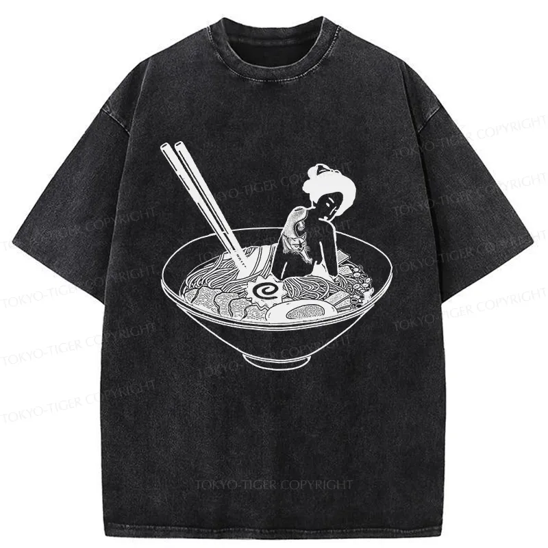 Tokyo-Tiger Geisha Tattoo Ramen Washed T-Shirt