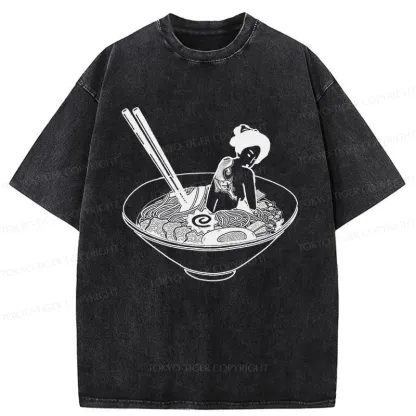 Tokyo-Tiger Geisha Tattoo Ramen Washed T-Shirt