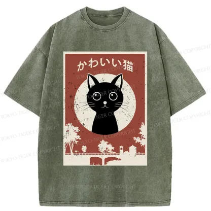 Tokyo-Tiger Vintage Japanese Cat Washed T-Shirt