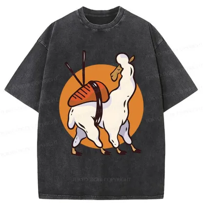 Tokyo-Tiger Alpaca Sushi Japan Washed T-Shirt
