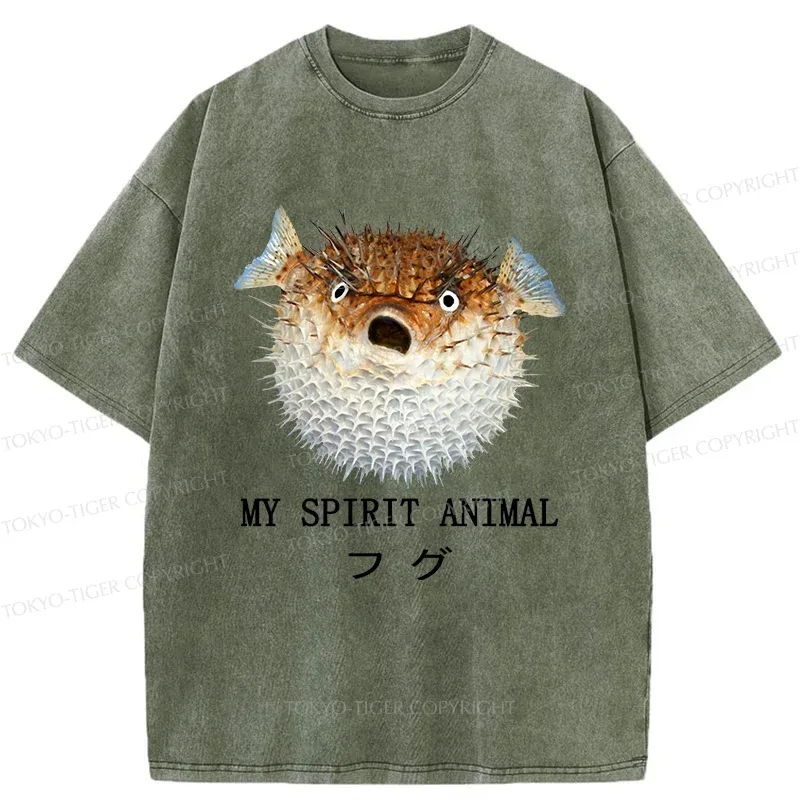 Tokyo-Tiger Grumpy Pufferfish Washed T-Shirt