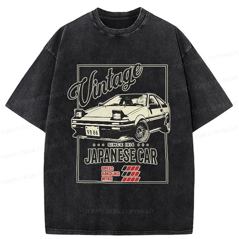 Tokyo-Tiger Retro Japanese Car Washed T-Shirt