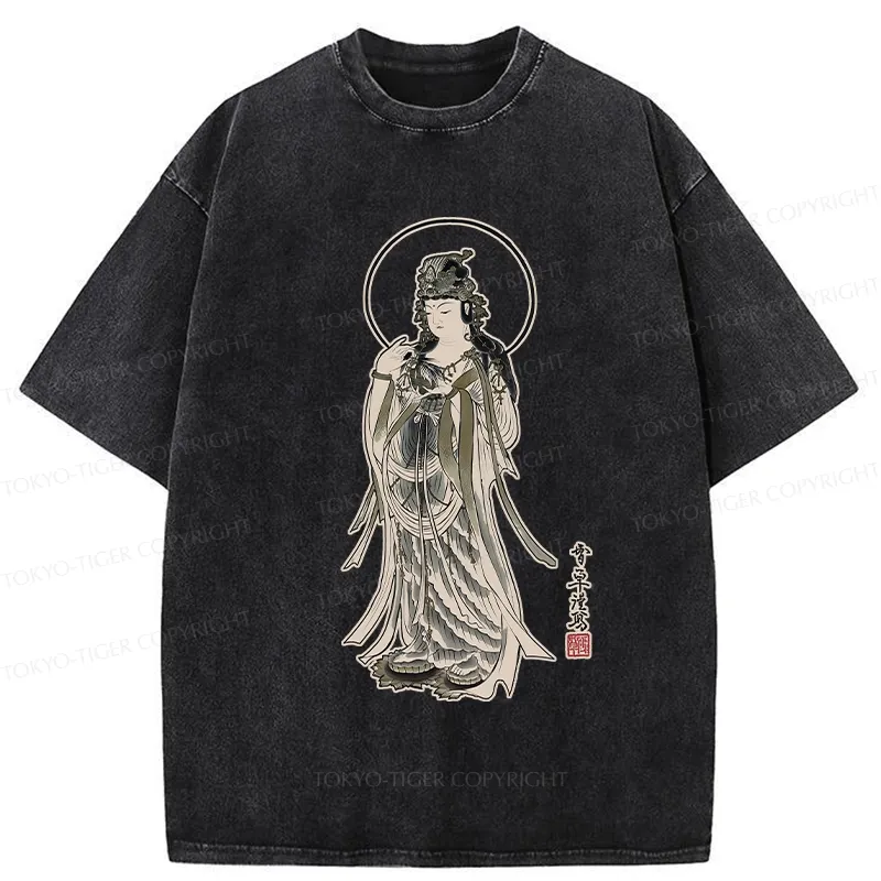 Tokyo-Tiger Vintage Guanyin Bodhisattva Washed T-Shirt