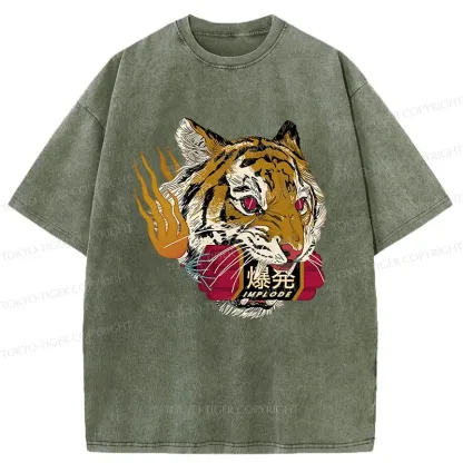 Tokyo-Tiger Angry Tiger Washed T-Shirt