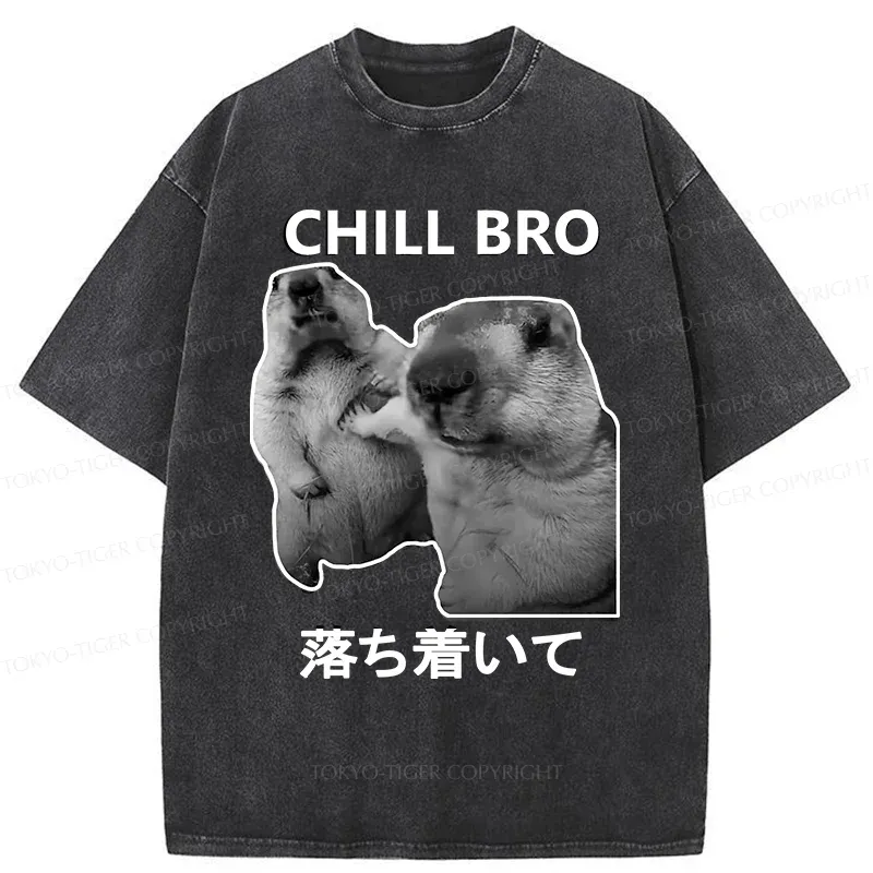 Tokyo-Tiger Calm Down Otter Washed T-Shirt