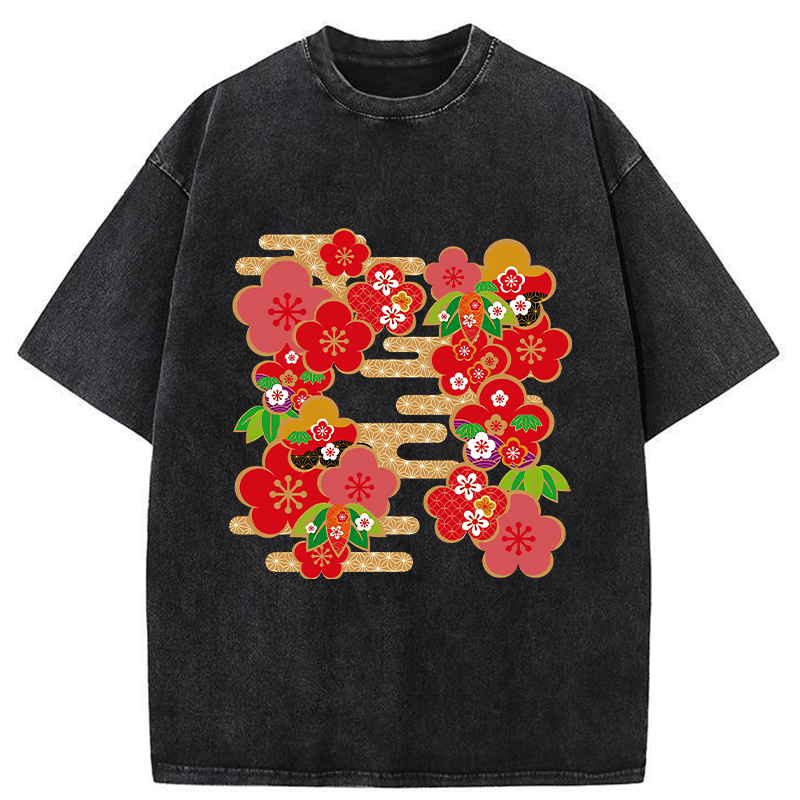 Tokyo-Tiger Japanese Sakura Washed T-Shirt