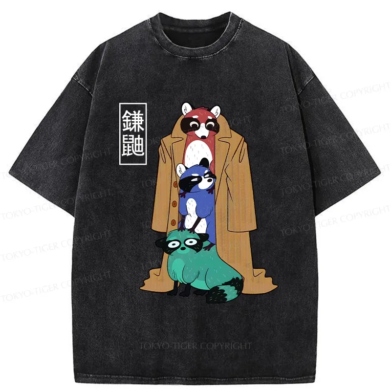 Tokyo-Tiger Funny Sickle Weasel Washed T-Shirt