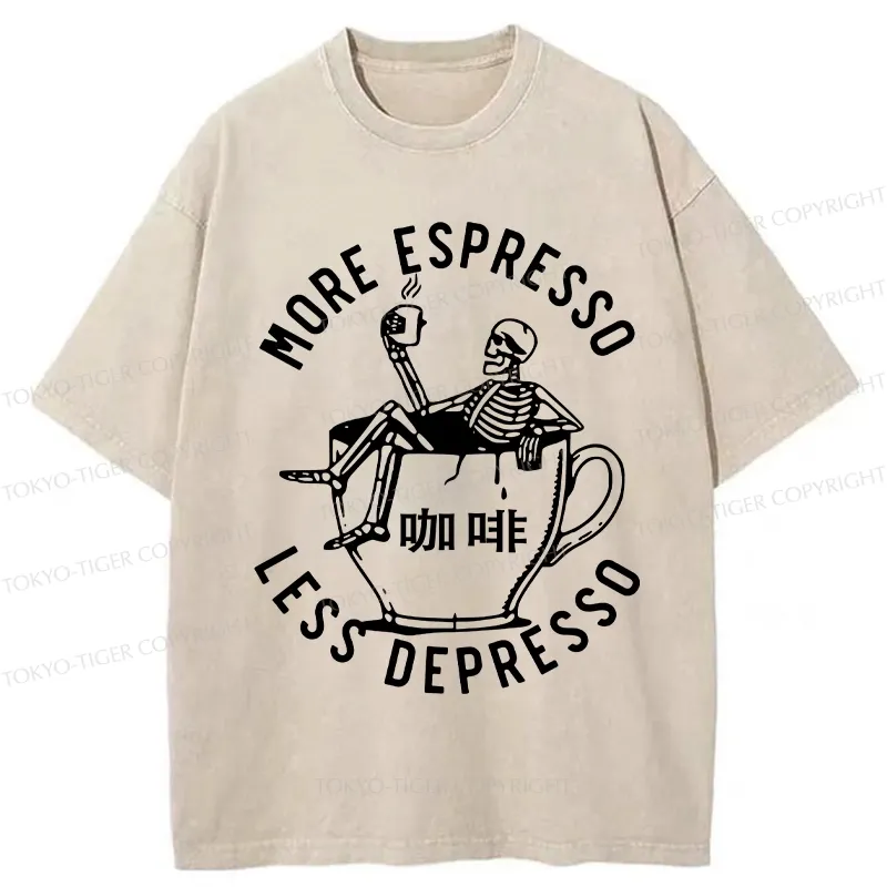Tokyo-Tiger More Espresso Less Depresso Japan Washed T-Shirt