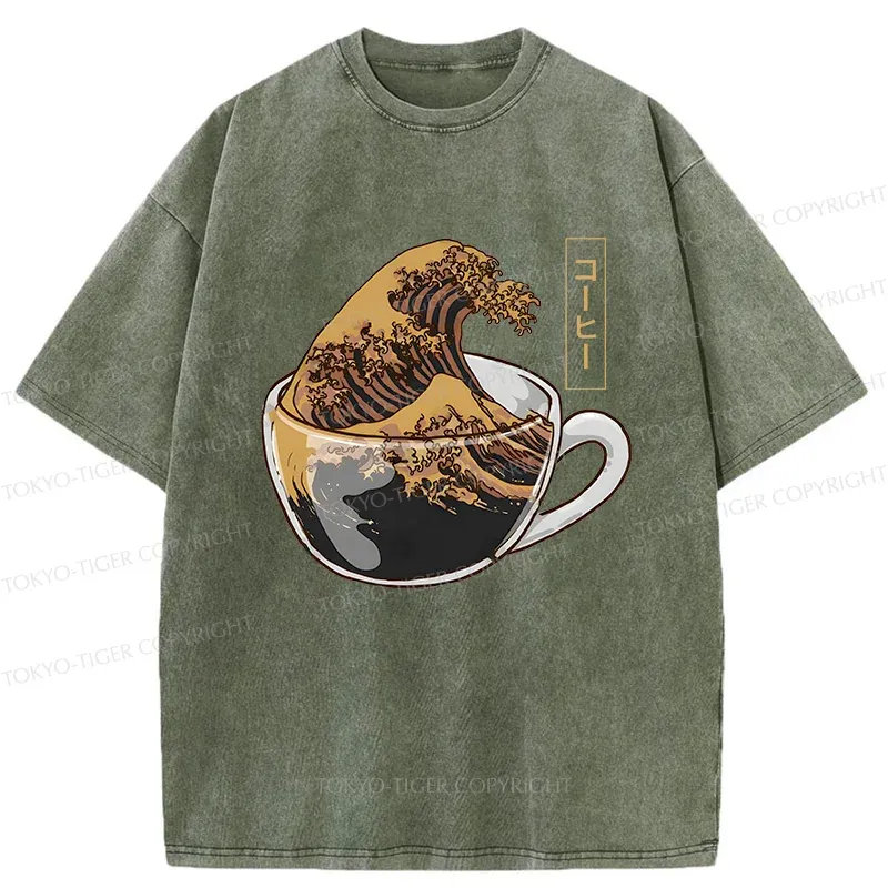 Tokyo-Tiger Coffee Wave Washed T-Shirt