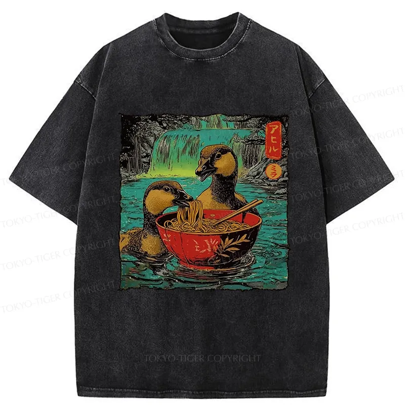 Tokyo-Tiger Ramen Lover Goose Washed T-Shirt