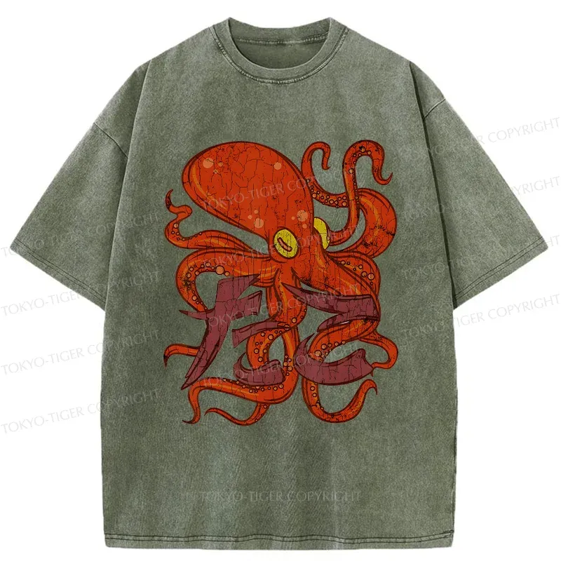 Tokyo-Tiger Vintage Octopus Washed T-Shirt