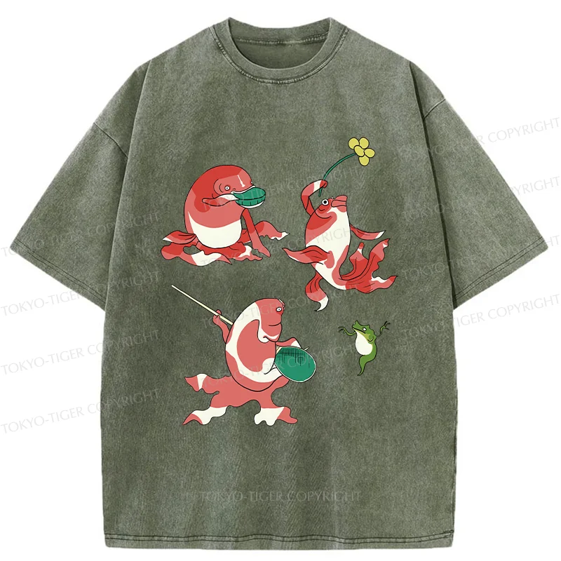 Tokyo-Tiger Fish Party Washed T-Shirt