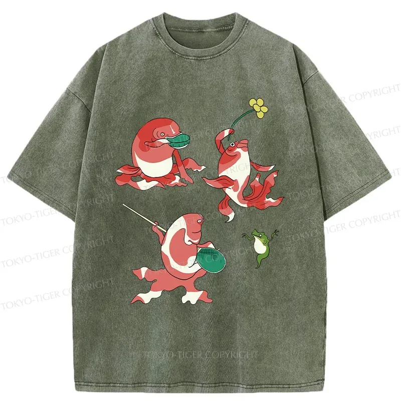 Tokyo-Tiger Fish Party Washed T-Shirt