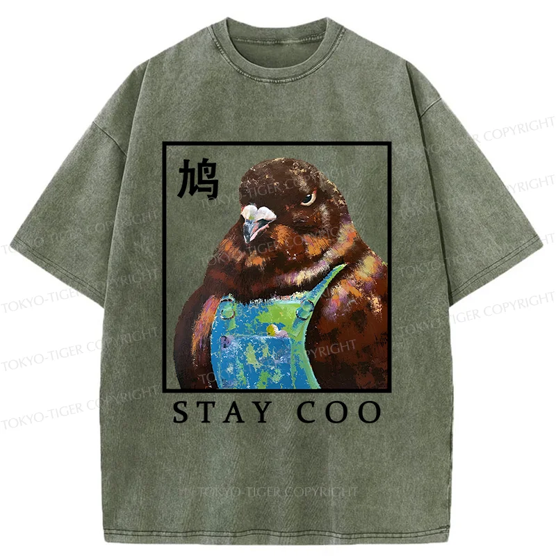 Tokyo-Tiger Keep Cool Pigeon Washed T-Shirt