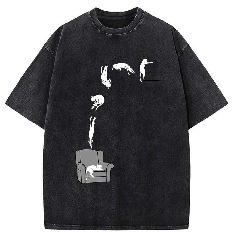 Tokyo-Tiger Diving Details Cat Washed T-Shirt