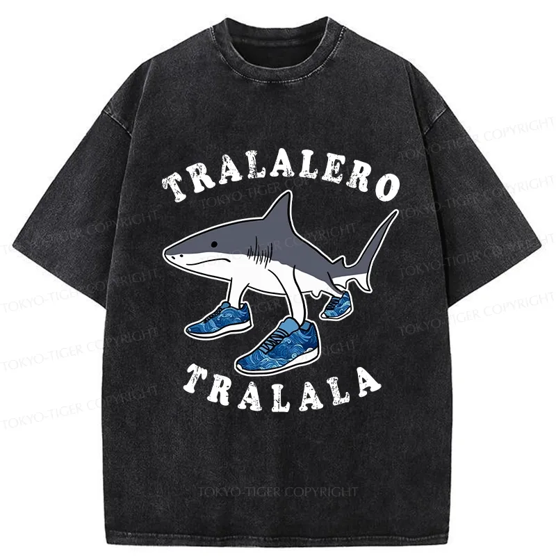 Tokyo-Tiger Tralalero Tralala Funny Washed T-Shirt