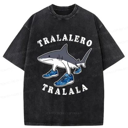 Tokyo-Tiger Tralalero Tralala Funny Washed T-Shirt
