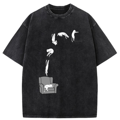 Tokyo-Tiger Diving Details Cat Washed T-Shirt