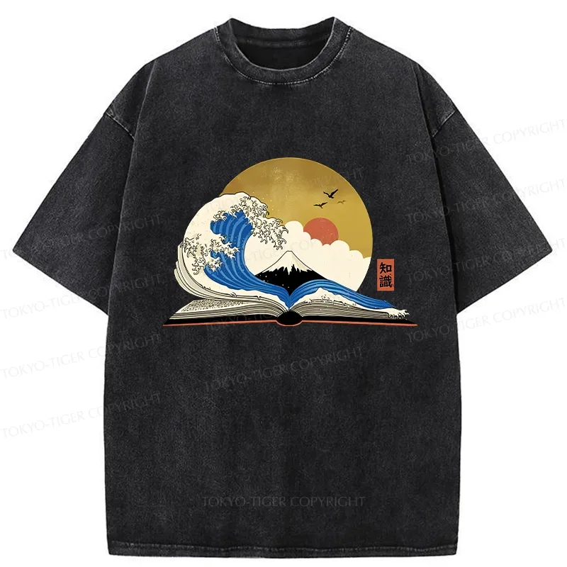 Tokyo-Tiger The Great Wave of Knowledge Washed T-Shirt