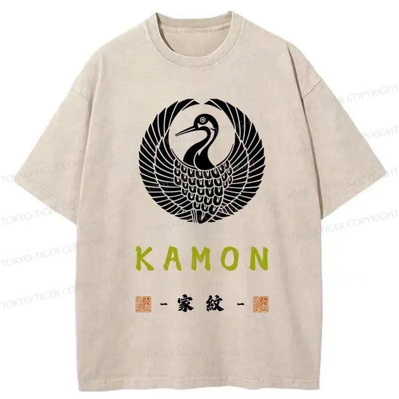 Tokyo-Tiger Crane Family Crest Washed T-Shirt