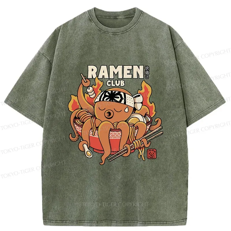 Tokyo-Tiger Octopus Ramen Washed T-Shirt