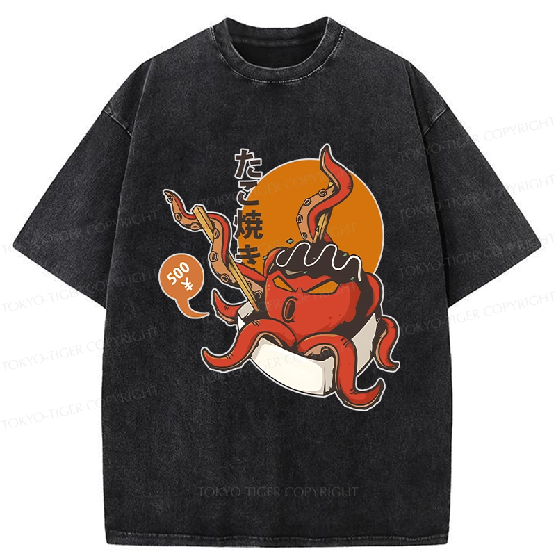 Tokyo-Tiger Yummy Takoyaki Washed T-Shirt
