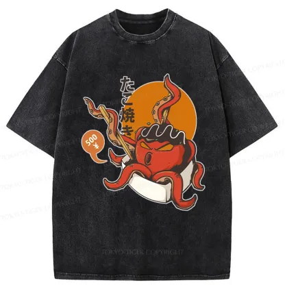 Tokyo-Tiger Yummy Takoyaki Washed T-Shirt