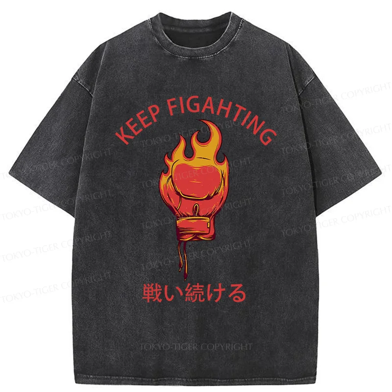 Tokyo-Tiger Keep Fighting Washed T-Shirt