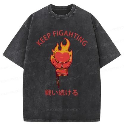 Tokyo-Tiger Keep Fighting Washed T-Shirt