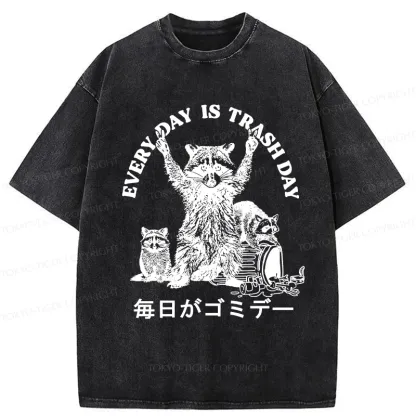 Tokyo-Tiger Every Day Is Trash Day Washed T-Shirt