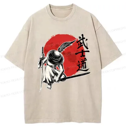 Tokyo-Tiger Bushido Samurai Washed T-Shirt