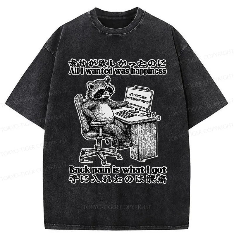 Tokyo-Tiger All I Wanted Was Happiness Washed T-Shirt