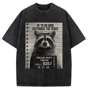 Image of Tokyo-Tiger Arrested Raccoon Washed T-Shirt