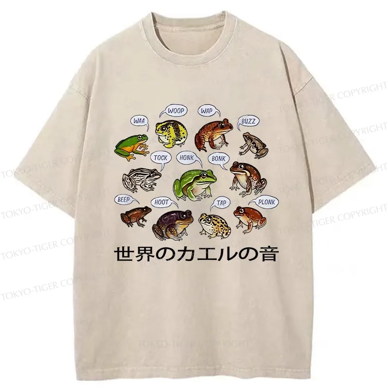 Tokyo-Tiger Frog Sounds From Around The World Washed T-Shirt
