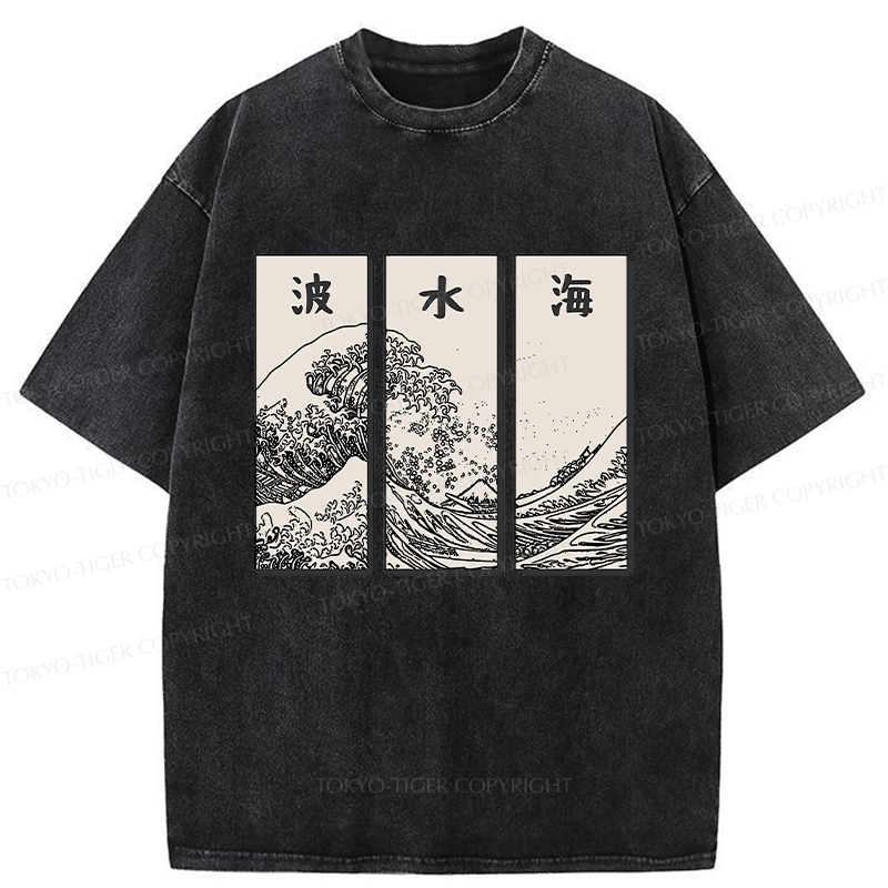 Tokyo-Tiger Japanese Art Wave Washed T-Shirt
