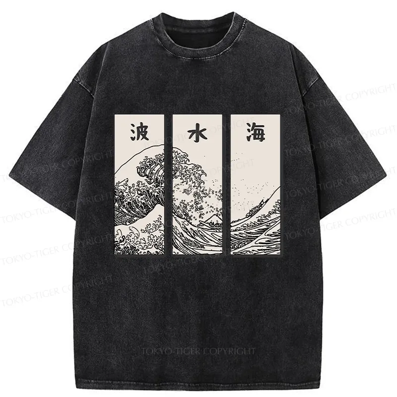 Tokyo-Tiger Japanese Art Wave Washed T-Shirt Sale
