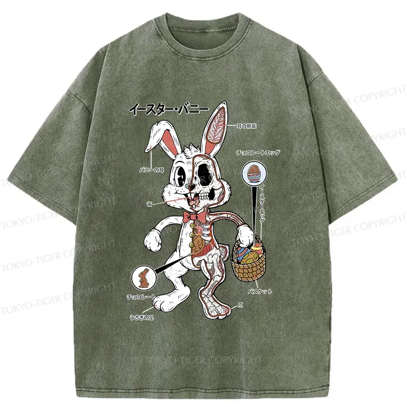 Tokyo-Tiger Easter Bunny Anatomy Washed T-Shirt