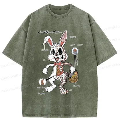 Tokyo-Tiger Easter Bunny Anatomy Washed T-Shirt