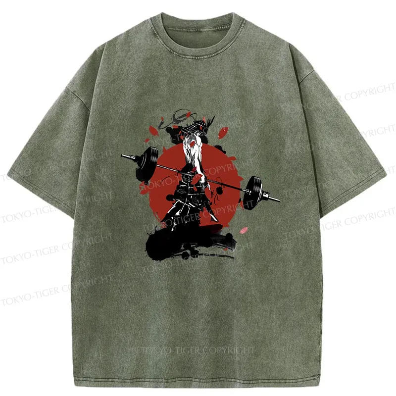 Tokyo-Tiger Samurai Fitness Washed T-Shirt