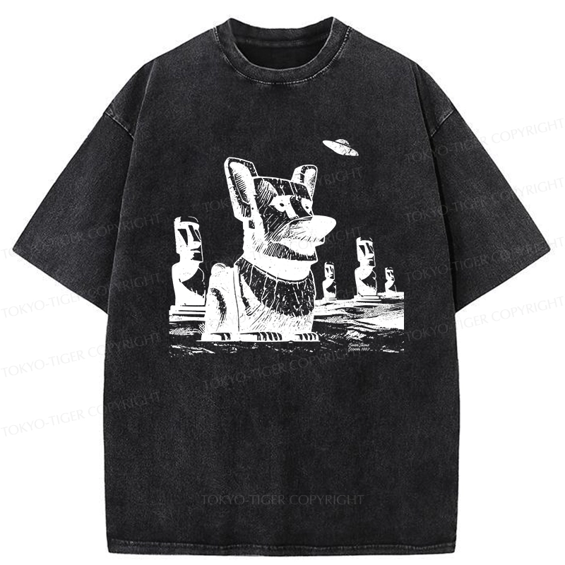 Tokyo-Tiger Funny Corgi Washed T-Shirt