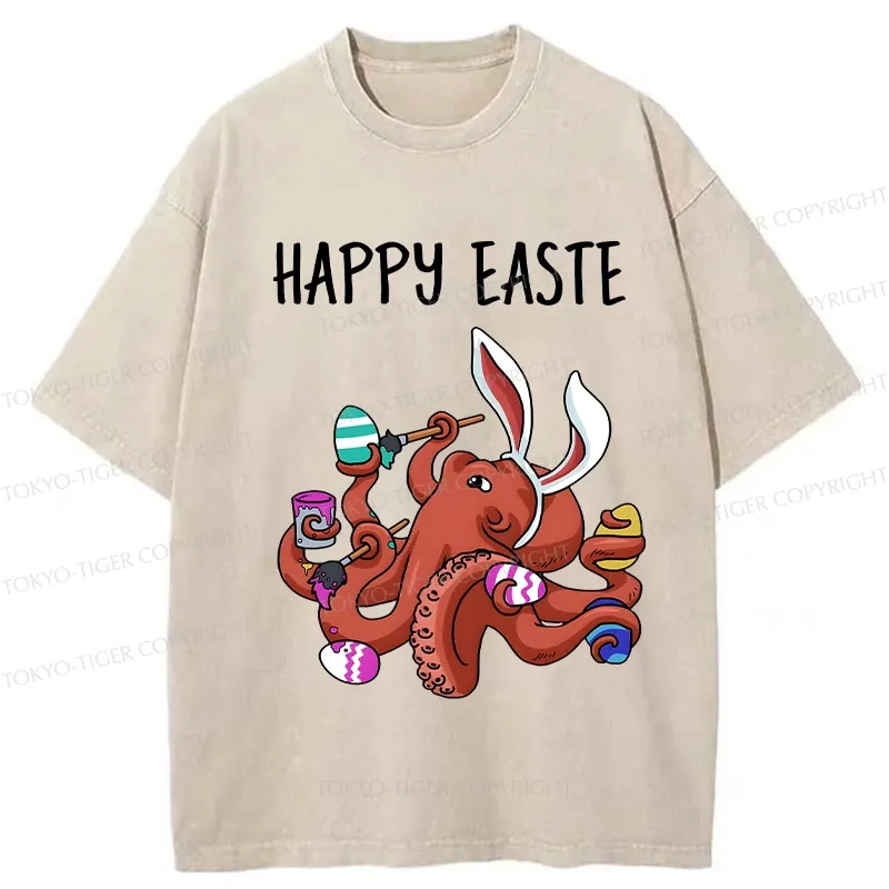 Tokyo-Tiger Easter Octopus Washed T-Shirt