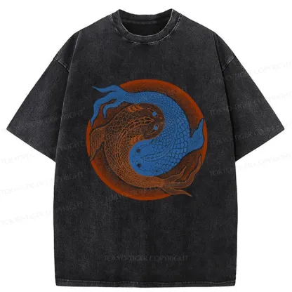 Tokyo-Tiger Yin Yang Fish Washed T-Shirt