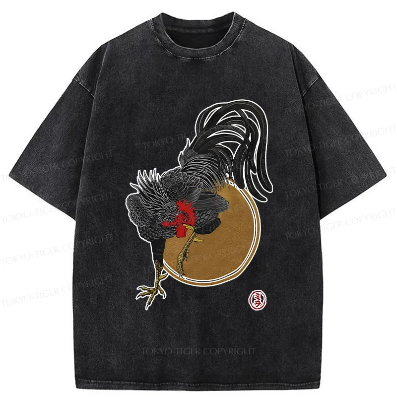Tokyo-Tiger Strutting Rooster Washed T-Shirt